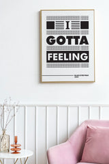 Back Eyed Peas I Gotta Feeling Song Lyric Art, Music Studio Decor