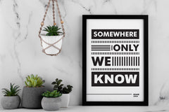 Keane Somewhere Only We Know Lyric Art, Music Room Decor
