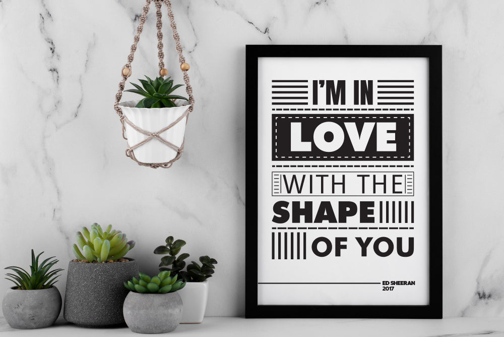 Ed Sheeran Shape of You Song Lyrics Art, Music Room Decor