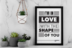 Ed Sheeran Shape of You Song Lyrics Art, Music Room Decor