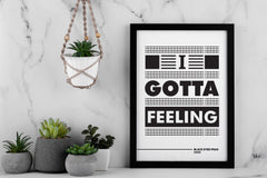 Back Eyed Peas I Gotta Feeling Song Lyric Art, Music Studio Decor
