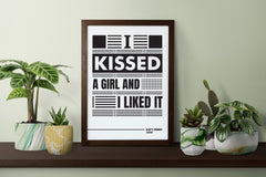 Katy Perry I Kissed a Girl Lyric Art, Digital Music Wall Art Decor