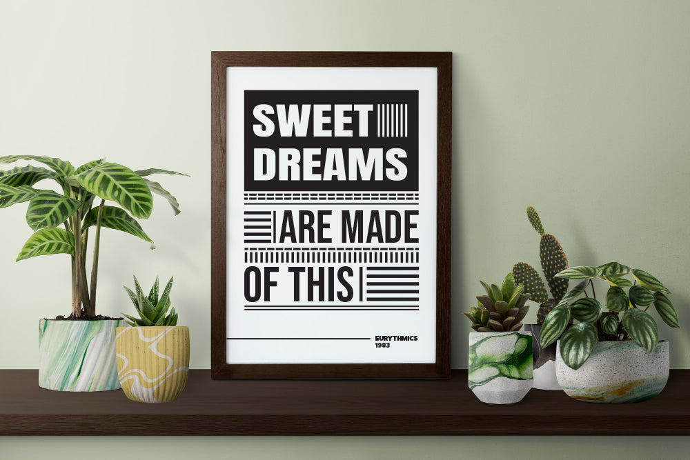 Eurythmics Sweet Dreams Lyric Art, Music Room Wall Decor