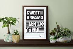 Eurythmics Sweet Dreams Lyric Art, Music Room Wall Decor