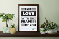 Ed Sheeran Shape of You Song Lyrics Art, Music Room Decor