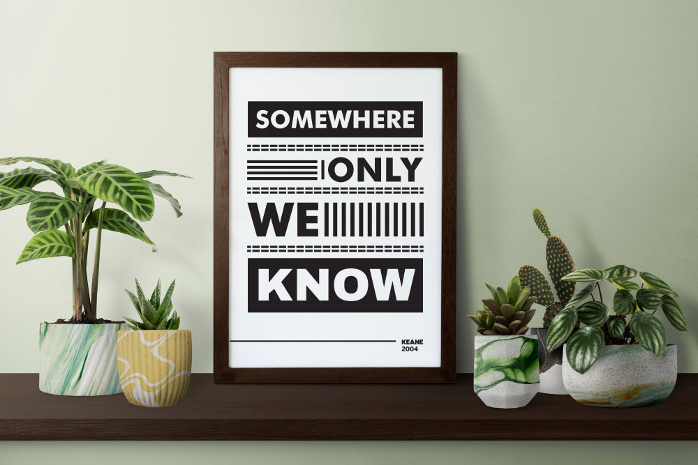 Keane Somewhere Only We Know Lyric Art, Music Room Decor