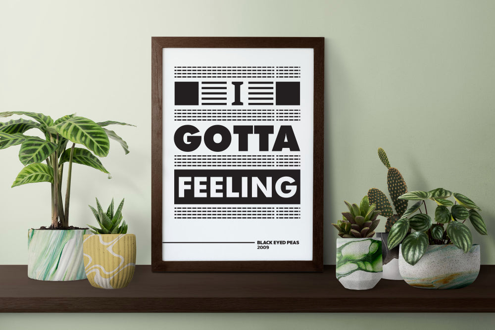 Back Eyed Peas I Gotta Feeling Song Lyric Art, Music Studio Decor