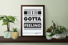Back Eyed Peas I Gotta Feeling Song Lyric Art, Music Studio Decor