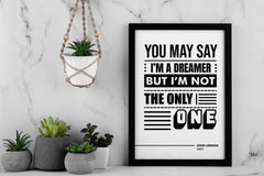 Imagine Lyrics Print, John Lennon Song Poster, Indie Music Poster, Song Lyric Wall Art, Typography Music Print, Music Lover Gift