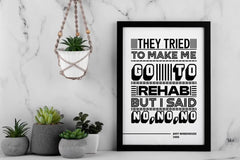 Amy Winehouse, Rehab Print, Music Lyrics Wall Art, Song Poster, Typography Art Print, Retro Music Poster, Song Lyric Print