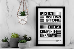 Bob Dylan Wall Art, Rolling Stone Print, Music Lyric Print, Classic Rock Print, Retro Music Poster, Indie Wall Art, Legend Music Print