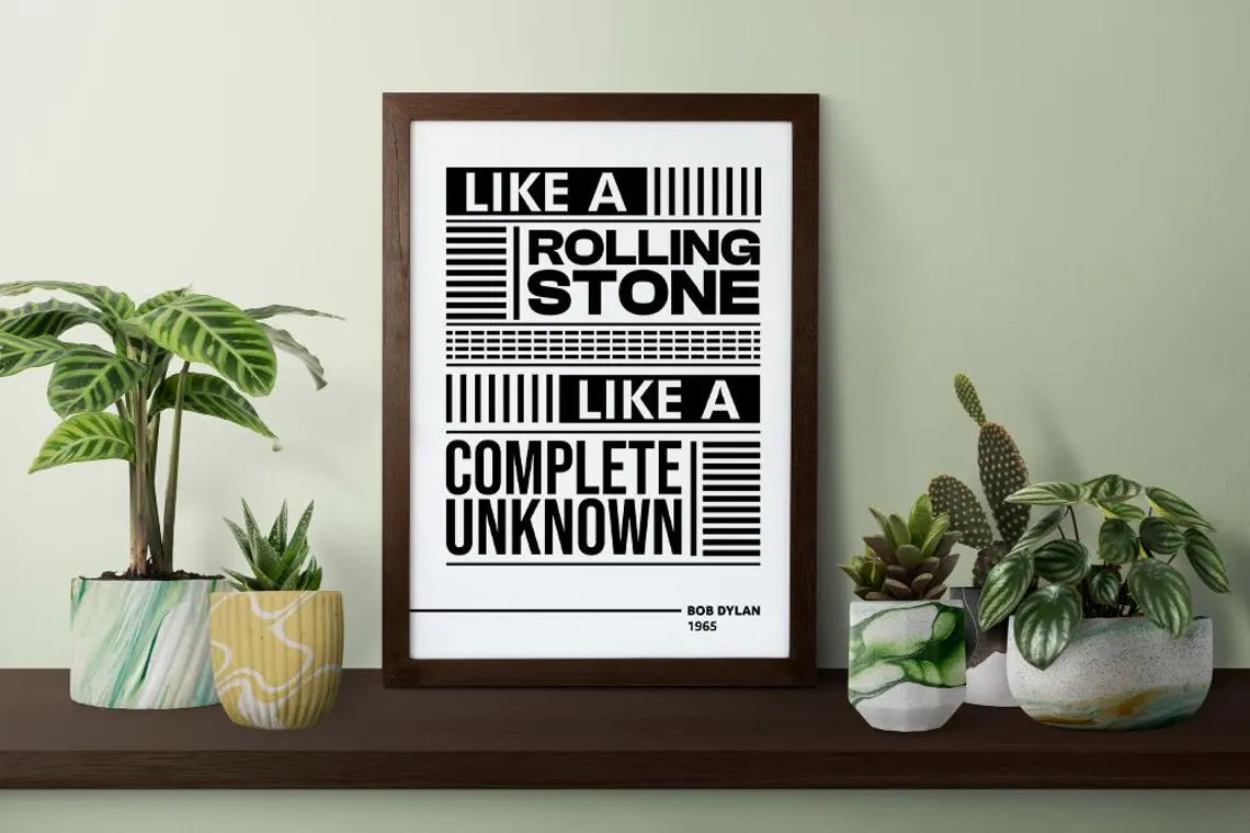 Bob Dylan Wall Art, Rolling Stone Print, Music Lyric Print, Classic Rock Print, Retro Music Poster, Indie Wall Art, Legend Music Print