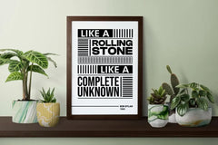 Bob Dylan Wall Art, Rolling Stone Print, Music Lyric Print, Classic Rock Print, Retro Music Poster, Indie Wall Art, Legend Music Print