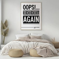 Oops I Did It Again Print, Britney Spears Wall Art, Song Lyric Print, Retro Music Wall Art, Typography Poster, Music Lover Gift