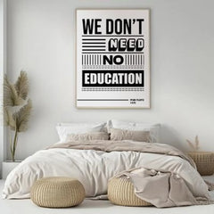 Education Wall Art, We Don't Need No Education Wall Art, Digital Vinyl Lyric Wall Art, Quote Print Wall Art, Instant Download