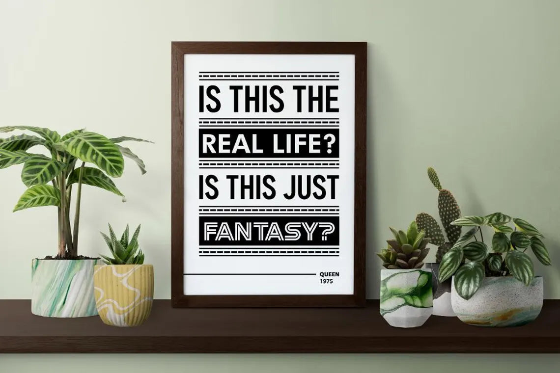 Bohemian Rhapsody Wall Art, Music Print Quote Wall Art, Digital Vinyl Fantasy Wall Art, Above Bed Decor Art, Instant Download