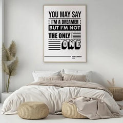 Imagine Lyrics Print, John Lennon Song Poster, Indie Music Poster, Song Lyric Wall Art, Typography Music Print, Music Lover Gift