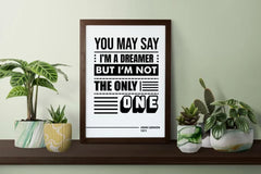 Imagine Lyrics Print, John Lennon Song Poster, Indie Music Poster, Song Lyric Wall Art, Typography Music Print, Music Lover Gift