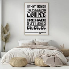 Amy Winehouse, Rehab Print, Music Lyrics Wall Art, Song Poster, Typography Art Print, Retro Music Poster, Song Lyric Print