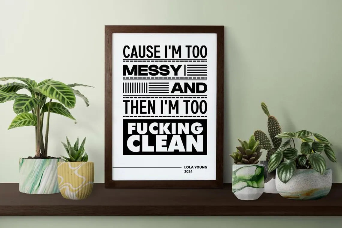 Lola Young Lyric Print, Music Poster Wall Art, Typography Song Lyric Print, Indie Music Print, Bedroom Wall Poster, Pop Culture Print