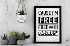 Free Fallin Music Lyrics Art, Tom Petty Song Wall Art, Music Lyrics Art Print, Printable Wall Decoration, Instant Download